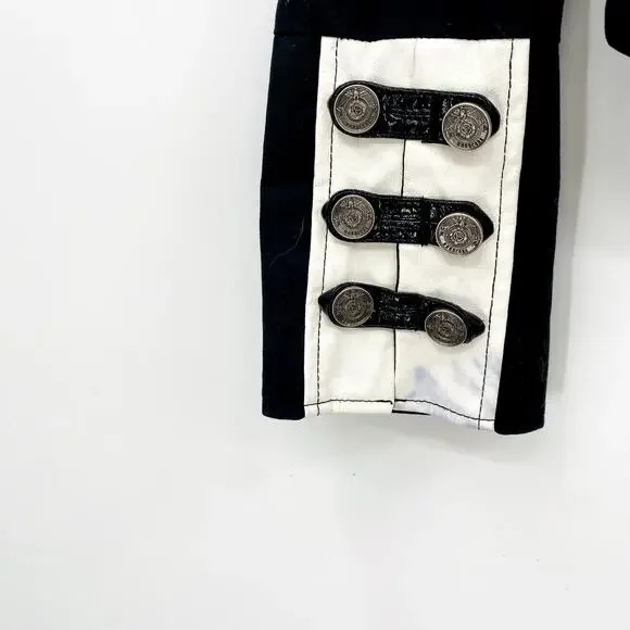 Lip Service Vice Steampunk Black White Faux Leather Military Jacket
